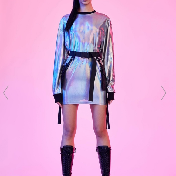 NWT Disco Dreams Holographic Long Sleeve Tee - Picture 3 of 6